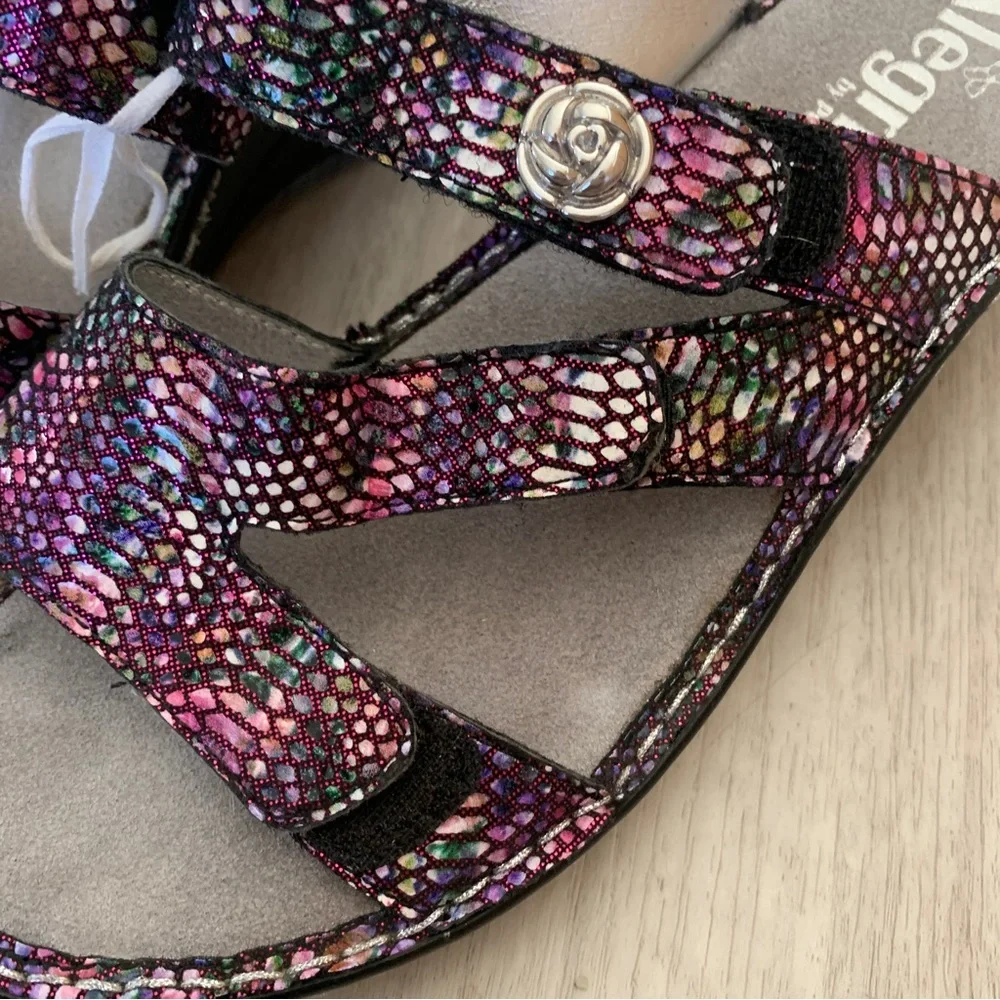 Alegria Loti Leather Triple Strap Wedge Sandals
